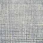 Hand-Tufted 100% Wool Pile Area Rug – Geometric Textured Grid Check Pattern – Thick and Durable Floor Carpet for Bedroom, Living Room, Kids Room, and Dining Area (Indigo Blue, 8' x 12')