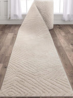 Well Woven Custom Size Hallway Stair Runner - Choose Your Length - 27 Inches Wide x 80 Feet Long Runner (27" x 80' Runner) Rug - Ivory Relajo Soft Touch, Modern Geometric - Hi-Lo Pile