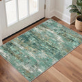 GENIMO 2x3 Rugs for Entryway, Washable Bathroom Kitchen Rugs Non Slip, Modern Abstract Soft Small Area Rug Indoor, Low Pile Throw Carpet, Turquoise