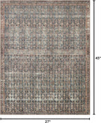 Loloi Amber Lewis Billie Collection, Ocean & Brick 2'-3" x 3'-9" Area Rug – Antique & Distressed Accent Rugs for Living Room, Bedroom, Entryway & Hallway, No Shed High Traffic Area Home Decor Rug