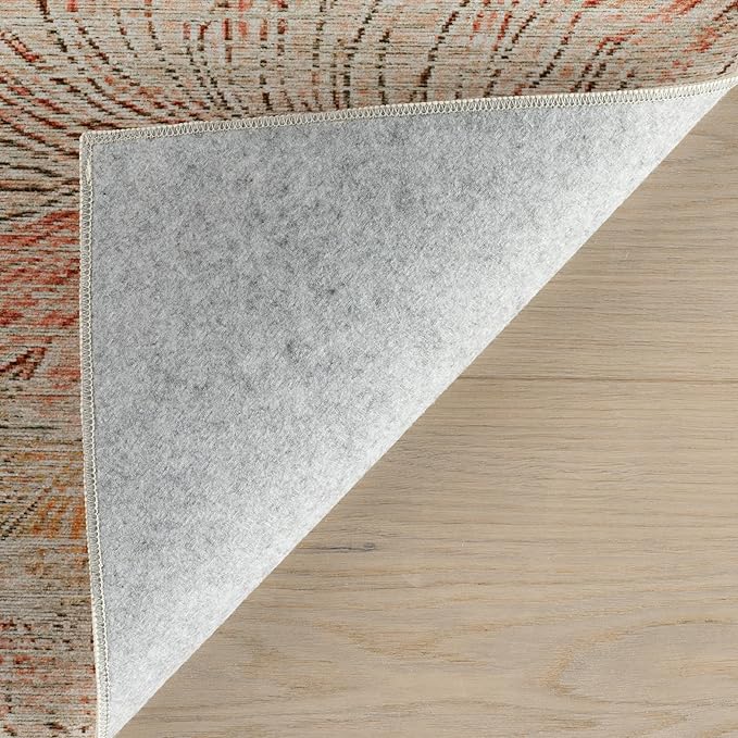 Dash & Albert Zell Multi Machine Washable Rug, 3 X 5 Feet, Multicolored/Tan Floral Pattern