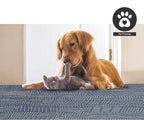 FH Home Flat Woven Outdoor Rug - Waterproof, Easy to Clean, Stain resistant - Premium Polypropylene Yarn - Modern Abstract - Patio, Deck, Porch, Balcony,Laundry Room - Suez - Blue - 3ft 11in x 5ft 6in