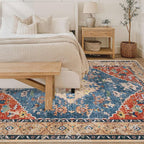Area Rug 6x9 Washable Rug, Vintage Boho Medallion Rugs Non-Slip Soft Low Pile Large Distressed Rug Indoor Retro Carpet for Living Room Bedroom Dining Room Home Office (Tribal Medallion/Multi, 6'x9')