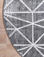 Rugs.com Lattice Trellis Collection Rug – 8 Ft Round Gray Low-Pile Rug Perfect for Kitchens, Dining Rooms