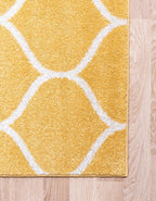 Rugs.com Lattice Frieze Collection Rug – 7' Square Yellow Medium Rug Perfect for Living Rooms, Kitchens, Entryways