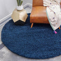 Unique Loom Solid Shag Collection Area Rug (5' 1" Round, Sapphire Blue/ Navy Blue)