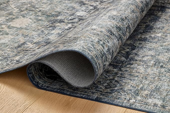 Loloi Amber Lewis Josie Collection JOS-01 Ocean/Natural 2'-0" x 5'-0", .13" Pile Height, Low Profile, Machine Washable, Accent Rug