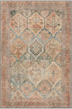 Bavni 2x3 Entryway Rug Bathroom Rugs for Front Door Bedroom Bathroom Kitchen, Washable Vintage Print Carpet, Ultra-Thin Chenille Lightweight Rug with Non Slip Backing, Clay