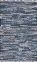 SAFAVIEH Rag Rug Collection Area Rug - 5' x 8', Ink & Multi, Handmade Boho Stripe Cotton, Ideal for High Traffic Areas in Living Room, Bedroom (RAR121C)