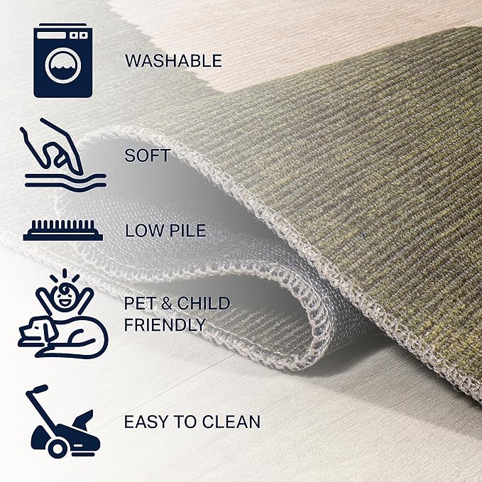 JONATHAN Y Machine Washable Green/Cream Indoor Area Rug 9X12 ft, Cirkel Minimalist Geometric Dot for Living Room, Bedroom, Kitchen, Office, Easy-Cleaning, Pet-Friendly, Non-Shedding WSH113B-9