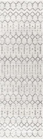 JONATHAN Y MOH101B-216 Moroccan HYPE Boho Vintage Diamond 2 ft. x 16 ft Runner-Rug, Bohemian, Southwestern, Casual, Transitional, Pet Friendly, Non Shedding, Stain Resistant, Easy-Cleaning, Cream/Gray