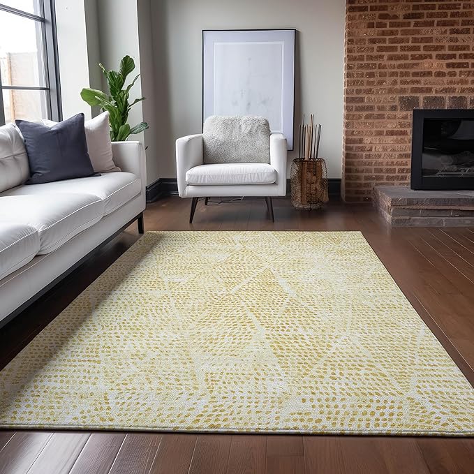 Addison Rugs Chantille ACN591 Wheat 9' x 12' Indoor Outdoor Area Rug, Easy Clean, Machine Washable, Non Shedding, Bedroom, Living Room, Dining Room, Kitchen, Patio Rug