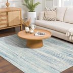 MUJOO Washable Rug 4x6.5,Small Area Rugs for Bedroom Living Room Office Playroom,Modern Abstract Non Slip Carpet,Indoor Throw Carpet,Low Pile Accent Neutral Blue