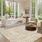 GarveeHome Boho 8x10 Area Rugs for Living Room, Floral Vintage Rugs for Bedroom with Soft Low Pile, Non Slip Stain Resistant Washable Rug 8x10 for Dining Room Camel Large Carpet for Office Playroom