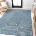 JONATHAN Y Hallie High-Low Curve Dark Blue/Cream 4x6 Indoor/Outdoor Area Rug, Minimalist Geometric, Pet Friendly, for Patio, Backyard, Living Room, Bedroom, Office, Hose-Washable (SCN100C-4)