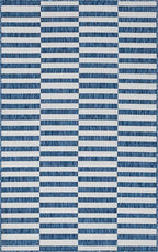 Unique Loom Outdoor Striped Collection Area Rug - Striped (5' 1" x 8' Rectangle, Blue/Ivory)