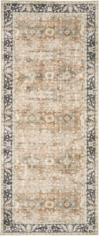 ReaLife Rugs Machine Washable Area Rug - Living Room Bedroom Bathroom Kitchen Entryway Office - Padded Low Pile Stain Resistant Premium - Boho Farmhouse Vintage - BEV - Beige Tan Brown 2'6" x 10'