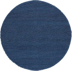 SAFAVIEH Natura Collection Area Rug - 8' Round, Navy & Blue, Handmade Wool Blend, Textured Design, Ideal for Living Room, Bedroom, Dining Space (NAT620M)