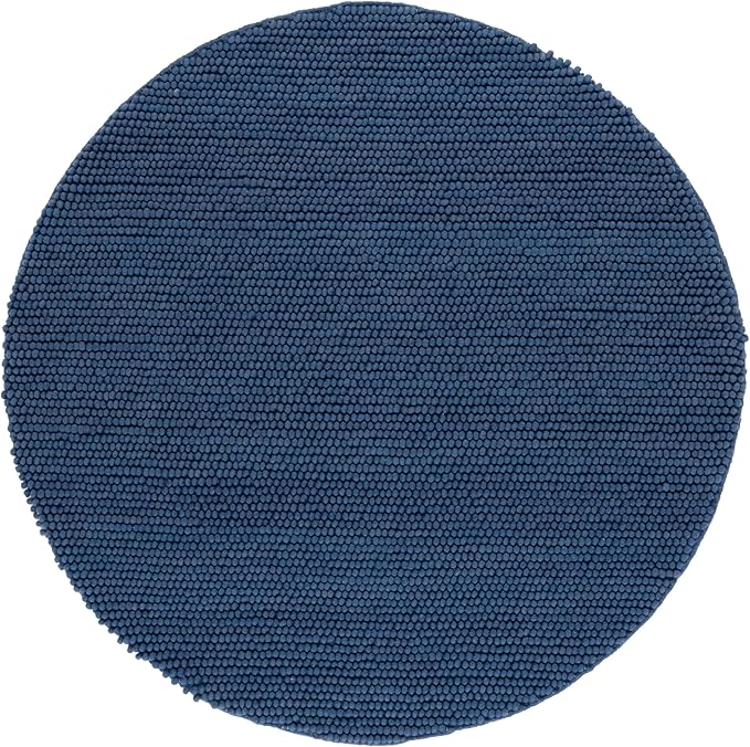 SAFAVIEH Natura Collection Area Rug - 4' Round, Navy & Blue, Handmade Wool Blend, Textured Design, Ideal for Living Room, Bedroom, Dining Space (NAT620M)