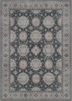 5x7 Area Rug Machine Washable Boho Rug for Living Room,Ultra-Thin Low Pile Carpet,Lightweight Indoor Printed Rug,Non Slip Floral Area Rug for Bedroom, Dining Room, Home Office,Black