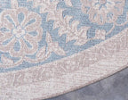 Unique Loom Salzburg Collection Classic Traditional Design Oriental Inspired Border Area Rug (4' 0 x 4' 0 Round, Beige/Blue)