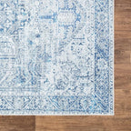 Bloom Rugs Washable Non-Slip 3' x 5' Rug - Blue/Gray Traditional Area Rug for Living Room, Bedroom, Dining Room, and Kitchen - Exact Size: 3' x 5'