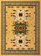 Unique Loom Taftan Collection Border Geometric Tribal Inspired Design Area Rug (9' 10 x 13' 0 Rectangular, Gold/ Gray)