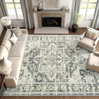 zesthome 8x10 Area Rugs-Washable Rug for Living Room, Non-Slip Backing Rugs, Stain Resistant 8x10 Rug for Bedroom, Ultra-Thin Low Pile Rugs, Vintage Large Home Decor