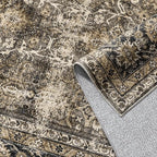 Vintage Area Rug 5x8 Brown Washable Living Room Large Carpet Non Slip Bedroom Indoor Office Low Pile Traditional Distressed Retro Accent Rug for Dining Room Bathroom Kitchen