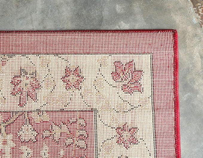 Unique Loom Espahan Collection Area Rug - Cape Cod (7' 1" x 10' Rectangle, Red/ Beige)