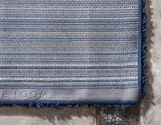 Unique Loom Solid Shag Collection Area Rug (4' 1" x 6' 1" Rectangle, Sapphire Blue/ Navy Blue)