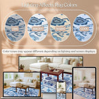 Fame Living Navy Blue Oushak Rug, Modern, Vintage, Turkish, Eclectic, Floral, Pastel, Washable, Area Rugs for Living Room, Dining, Bedroom, Office, Entryway, Foyer, Playroom, Nursery, 5'x6'9"