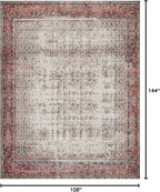 Loloi Layla Collection LAY-12 Ivory/Brick 9'-0" x 12'-0" .13" Thick Area Rug, Soft, Durable, Vintage Inspired, Distressed, Low Pile, Non-Shedding, Easy Clean, Printed, Living Room Rug