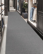 Color&Geometry Door Mat 2'4"x12' Runner Rug with Rubber Backing, Non Slip Washable Hallway Rug, Carpet Runners for Hallway Living Room Bedroom, Light Grey (Rolled-up NO Creases)