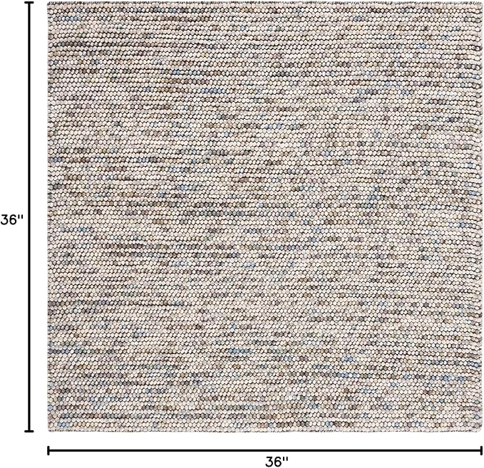 Safavieh Natura Collection Accent Rug - 3' Square, Ivory & Multi, Handmade Wool Blend, Textured Design, Ideal for Living Room, Bedroom, Dining Space (NAT620D)