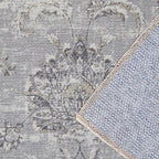 jinchan Fiora Hallway Runner Rug 3x7 Machine Washable Runner Rug Grey Vintage Floral Design Non-Slip Low Pile Ultra-Thin for Kitchen Laundry Room Bedroom Farmhouse (3‘x7', Grey)