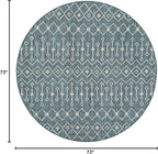 Unique Loom Outdoor Trellis Collection Area Rug - Tribal Trellis (6' 1" Round Teal/Ivory)
