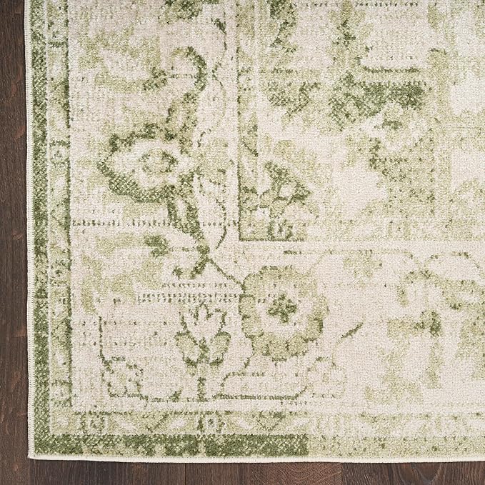 Nourison Home Astra Machine Washable Ivory Green 3'3" x 5' Area Rug - Easy Clean, Non Shedding, Bed Room, Living Room, Dining Room, Kitchen (3' x 5')