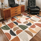 MUJOO Boho Rug Washable,4x6.5 Area Rugs for Bedroom Living Room Bedside Office,Throw Floor Carpet Non Slip Soft Indoor Modern Abstract Bohemian Terracotta