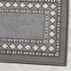 Antep Rugs Alfombras Modern Bordered 2pc Non-Skid (Non-Slip) Low Profile Pile Rubber Backing Indoor Kitchen Runner Rugs (Gray, 2pc Set)