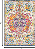 Livabliss Area Rugs - 4x6 Romaine Vintage Boho Fuchsia Mustard Blue Area Rug for Living Room Bedroom - Floral Medallion Stain Resistant Carpet for Kitchen, Nursery, Office (3'11" x 5'7")