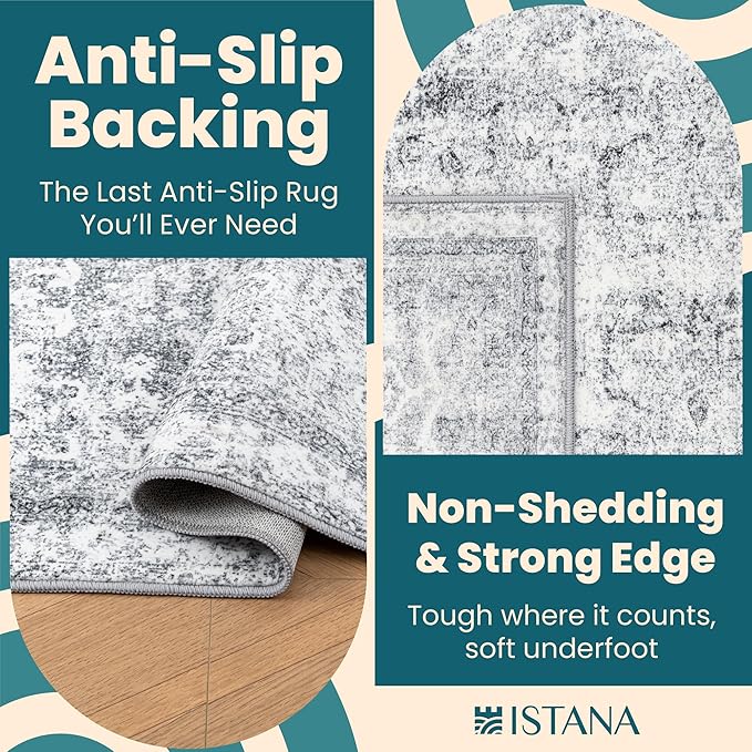 Istana 3x5 Area Rug - Light Grey Modern Rugs for Living Room 3x5 - Foldable Rugs for Bedroom/Living Room Rug - Stain Resistant Washable Rug - Eco-Friendly Small Area Rugs