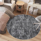 RUGSREAL 3x3 Round Area Rug Small Washable Circle Rug Non Slip Stain Resistant Entry Mat Modern Solid Color Round Living Room Carpet Low Pile Soft Bedroom Mat Neutral Rug for Bedside Nursery, Grey