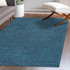 Eyely UES100H-6 Supersoft Haze Solid Low-Pile Indoor Area Rug, Coastal, Bohemian, Minimalist, Classic, Casual for Bedroom,Kitchen,Living Room,Non Shedding,Easy-Washing, Blue, 6 X 9