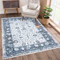 Bloom Rugs Caria Washable Non-Slip 9x12 Rug - Navy Blue Traditional Bordered Area Rug for Living Room, Bedroom, Dining Room, and Kitchen - Exact Size: 9' x 12'