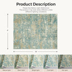 WITSHOCK Living Room Area Rugs 8x10：Modern Abstract Machine Washable Large Rug for Bedroom Dining Room Non-Slip Stain Resistant Home Office Decor,Teal Brown