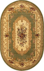 Unique Loom Versailles Collection Traditional Classic Floral Motif Area Rug (5' 0 x 8' 0 Oval, Green/Ivory)