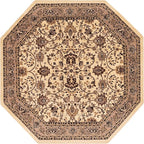 Unique Loom Sialk Hill Collection Area Rug - Washington (7' 10" Octagon Ivory/Black)