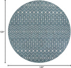 Unique Loom Outdoor Trellis Collection Area Rug - Tribal Trellis (10' Round Teal/Ivory)