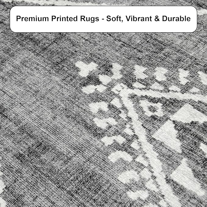 ReaLife Rugs Machine Washable Area Rug - Living Room Bedroom Bathroom Kitchen Entryway Office - Padded Low Pile Stain Resistant Premium - Moroccan Diamond Tribal - Jax - Gray 7'6" x 9'6"